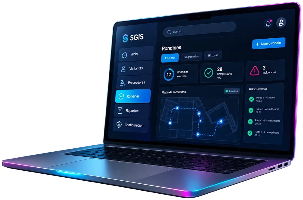 Representación conceptual de SGIS en una laptop